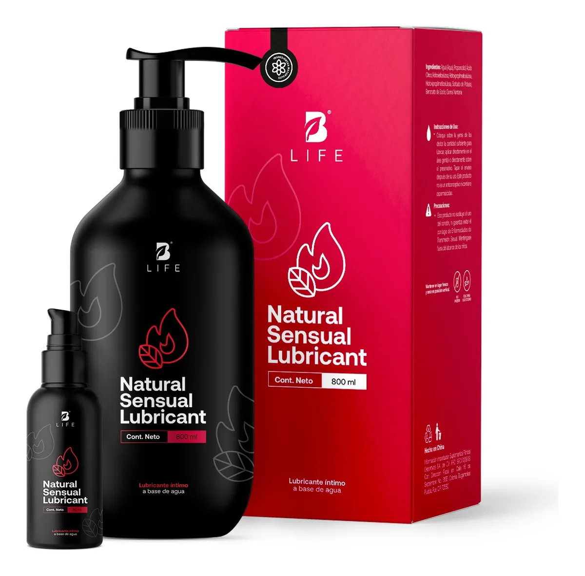 Natural Sensual Lubricant Lubricante Íntimo Natural A Base De Agua 800ml